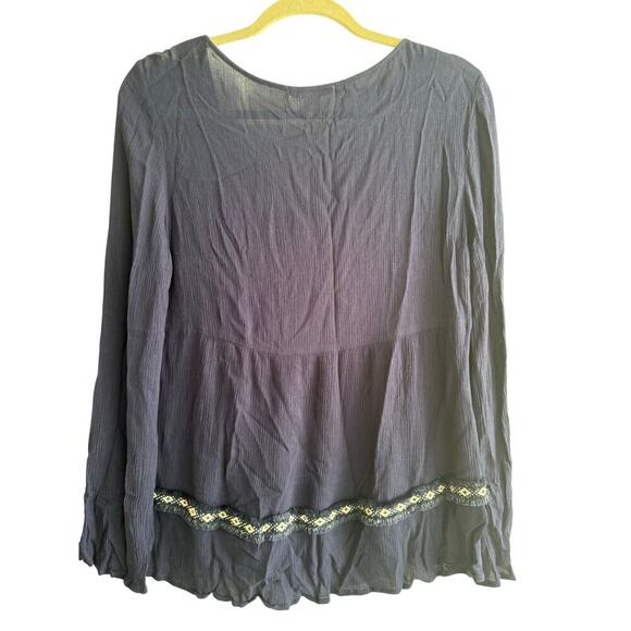 Teint Women’s Long Sleeve Navy Boho Embroidered Top size Medium - Picture 3 of 6